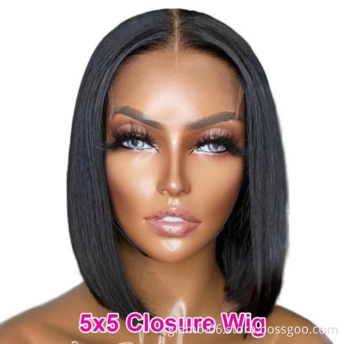 Hd Transparent Swiss Lace Front 5X5 Hd Thin Lace Frontal Glueless Natura Human Hair Wigs